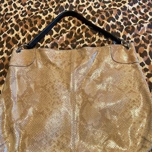 Gorgeous, tan, faux, snakeskin hobo bag
